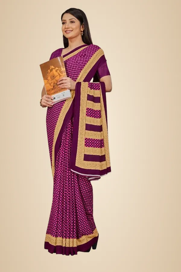 Unstitched_Pink_Magenta_Checkered_Soft_Crepe_Unstiched_Saree_With_Golden_Border_(Saree-5_M,_Blouse-_0.8_M)