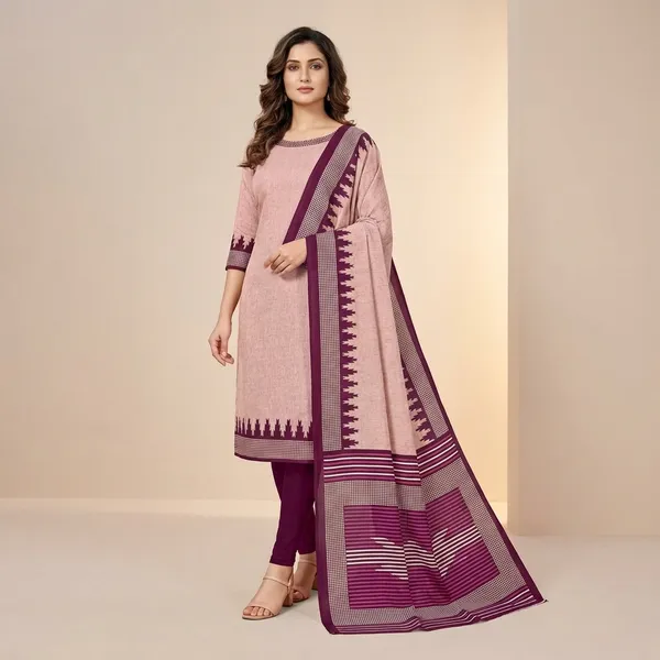 Unstitched_Wine_Ethnic_Wear_Crepe__Combo_Saree_And_Salwar_Suit_Set