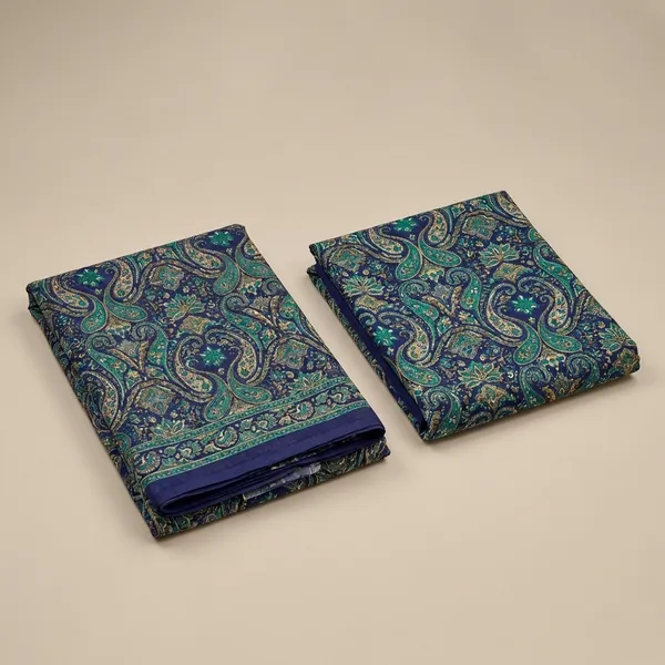 Blue_Ethnic_Crepe_Unstiched_Printed_Saree_And_Salwar_Suit_Set_With_Paisley_Print