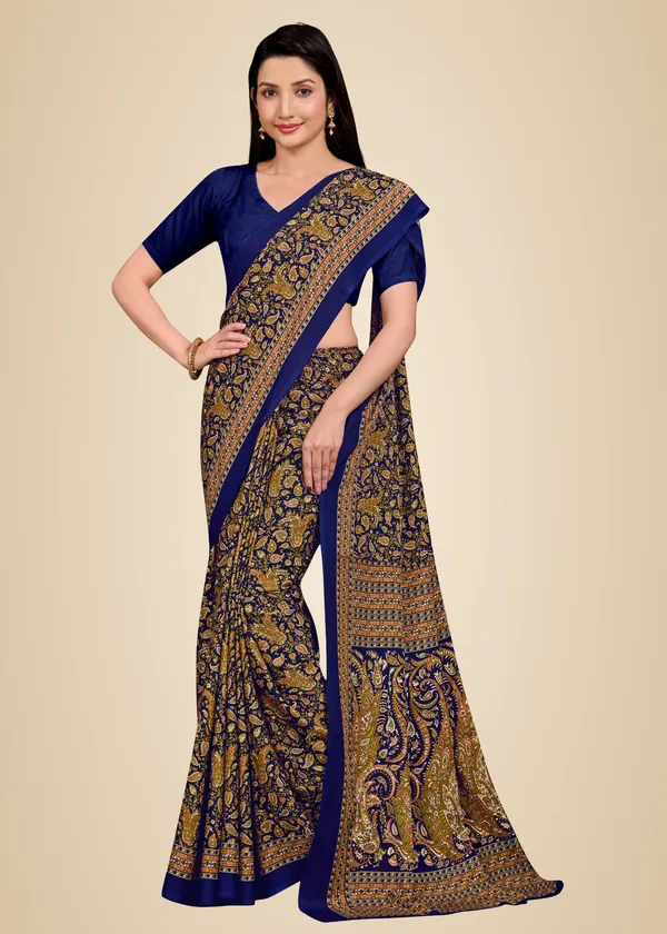 Unstitched_Blue_Designer_Soft_Crepe_Unstiched_Saree_With_Golden_Floral_Print_(Saree-5_M,_Blouse-_0.8_M)