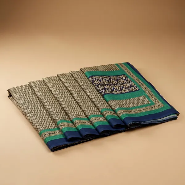 Unstitched_Beige_And_Navy_Blue_Printed_Soft_Crepe_Unstiched_Saree_With_Border_(Saree-5_M,_Blouse-_0.8_M)