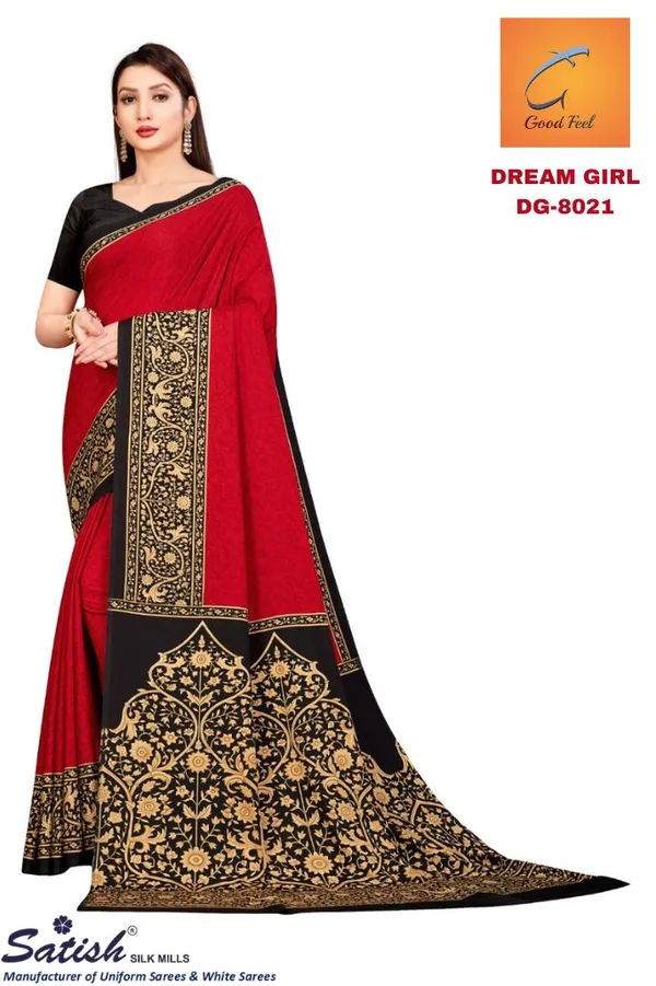 Maroon_And_Black_Embroidered_Saree_With_Black_Blouse