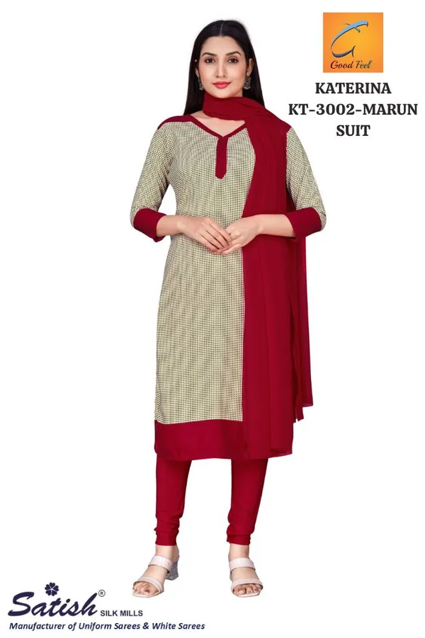 Beige_And_Maroon_Soft_Crepe_Unstiched_Kurti_Suit_Set_With_Churidar_And_Dupatta