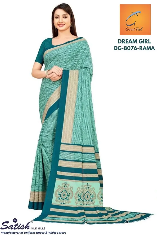 Teal_Green_Printed_Saree_With_Blouse_Saree