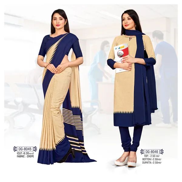 Unstitched_Navy_Blue_And_Beige_Crepe_Unstiched_Saree_And_Salwar_Suit_Set_(Saree-5_M,_Blouse-_0.8_M)
