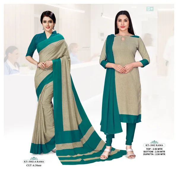 Unstitched_Teal_Green_Crepe__Saree_And_Salwar_Suit_Combo_Set