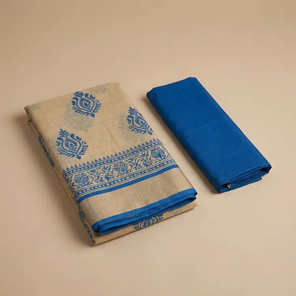 Unstitched_Beige_And_Blue_Traditional_Chiffon_Crepe_Unstiched_Saree_With_Blue_Border_(Saree-5_M,_Blouse-_0.8_M)