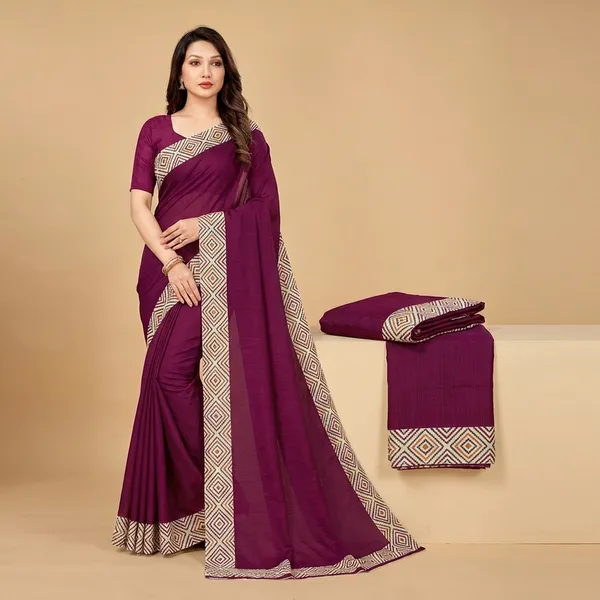 Unstitched_Wine_Chiffon_Crepe_Unstiched_Saree_With_Geometric_Border_(Saree-5_M,_Blouse-_0.8_M)