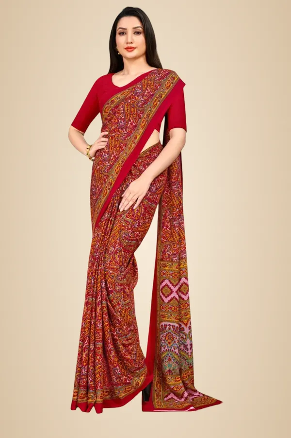 Red_Chiffon_Crepe_Unstiched_Printed_Saree_With_Red_Border