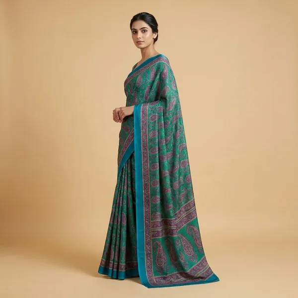Unstitched_Dark_Green_Printed_Chiffon_Crepe_Unstiched_Saree_With_Blouse_(Saree-5_M,_Blouse-_0.8_M)