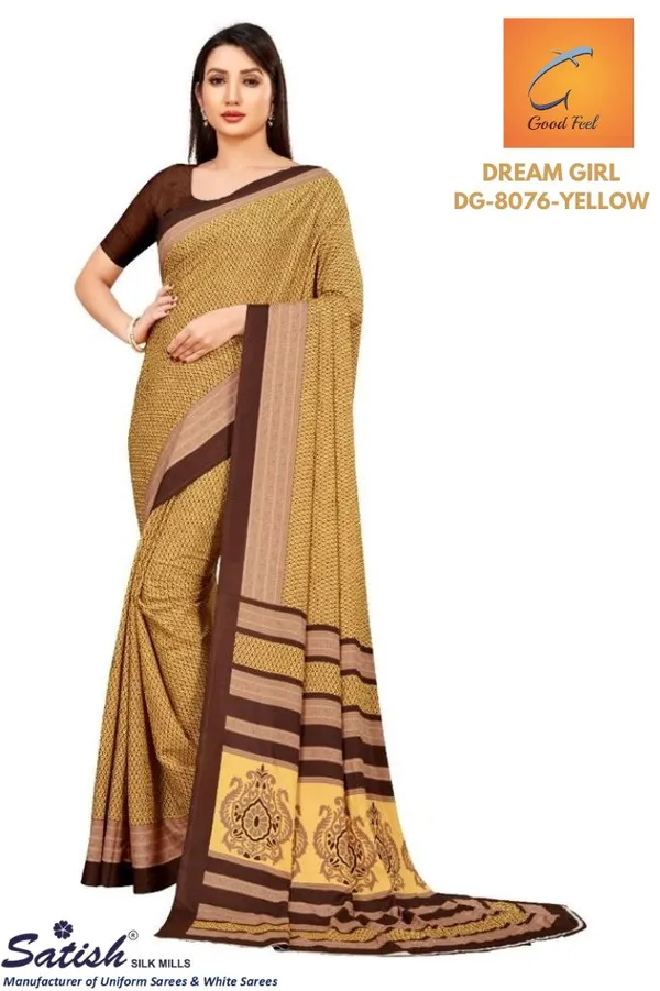 Unstitched_Yellow_Printed_Crepe_Unstiched_Saree_With_Brown_Border_(Saree-5_M,_Blouse-_0.8_M)