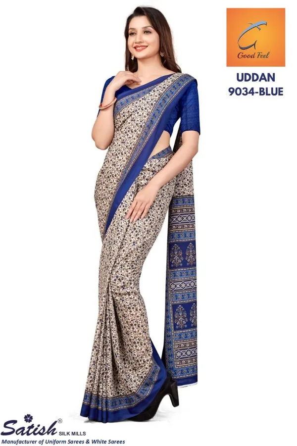 Unstitched_Beige_And_Blue_Traditional_Chiffon_Crepe_Unstiched_Saree_With_Blue_Border_(Saree-5_M,_Blouse-_0.8_M)