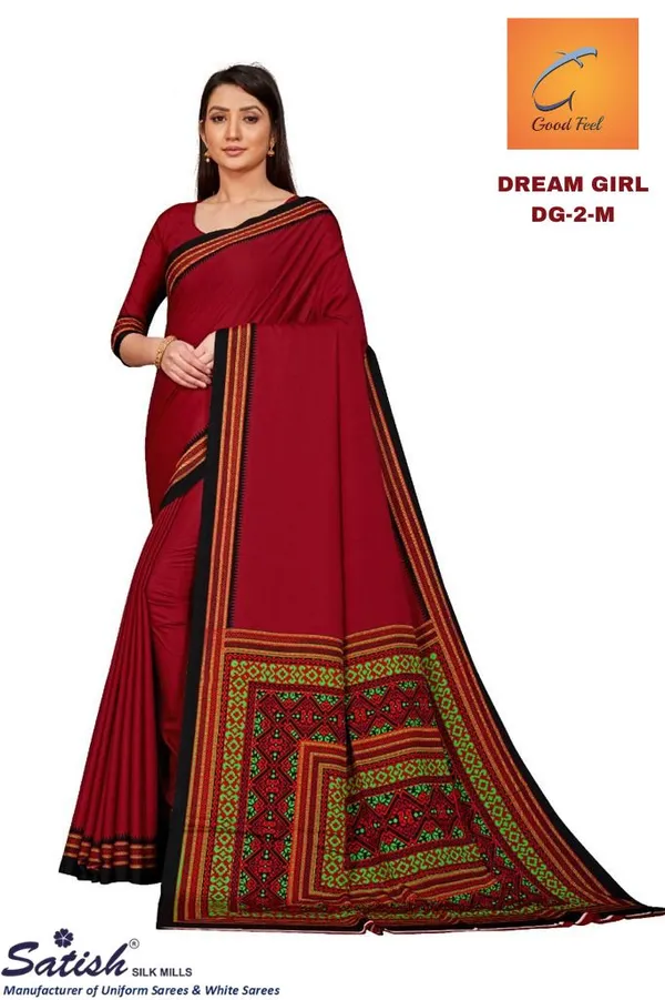 Unstitched_Maroon_And_Black_Crepe_Unstiched_Saree_With_Printed_Border_(Saree-5_M,_Blouse-_0.8_M)