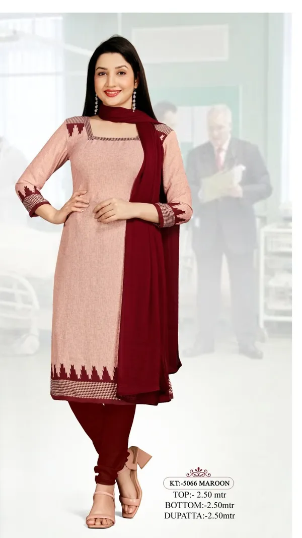 Unstitched_Maroon_Crepe__Saree_And_Salwar_Suit_Combo_Set