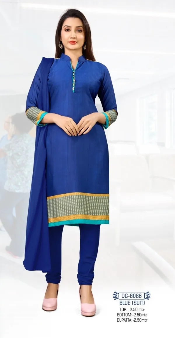 Unstitched_Blue_Ethnic_Crepe__Combo_Saree_With_Matching_Kurta_Set