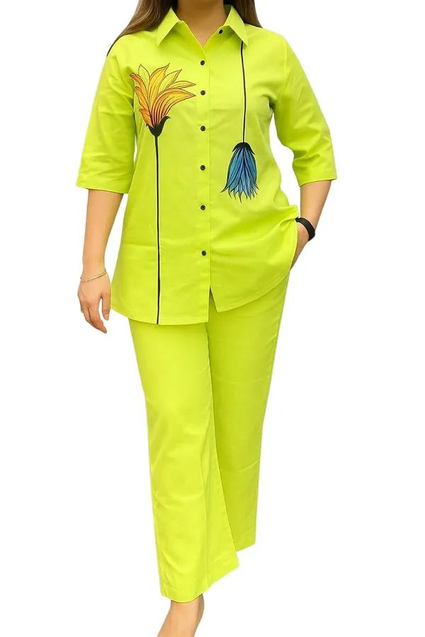Women_S_Shirt_And_Pant_Co_Ords_Set_Casual_Wear_N_Alpha_M_Yellow