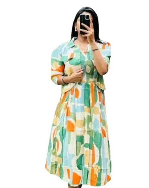 Women_S_Cotton_A_Line_Midi_Dress_With_Shrug_Printed_Knee_Length_Dress_One_Piece_With_Jacket