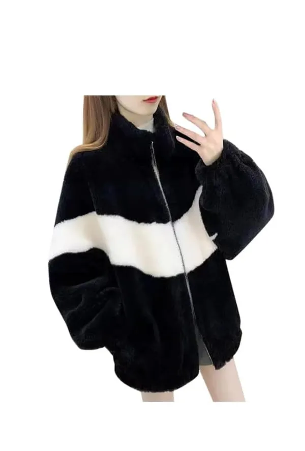 Qadri_Fashion_Women_S_Fleece_Winter_Contrast_Jacket_Wool_Zip_Up_Soft_Fluffy_Cold_Weather_Outerwear_Black