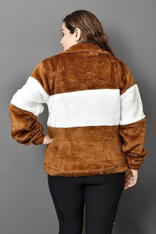Qadri_Fashion_Women_S_Fleece_Winter_Contrast_Jacket_Wool_Zip_Up_Soft_Fluffy_Cold_Weather_Outerwear_Brown