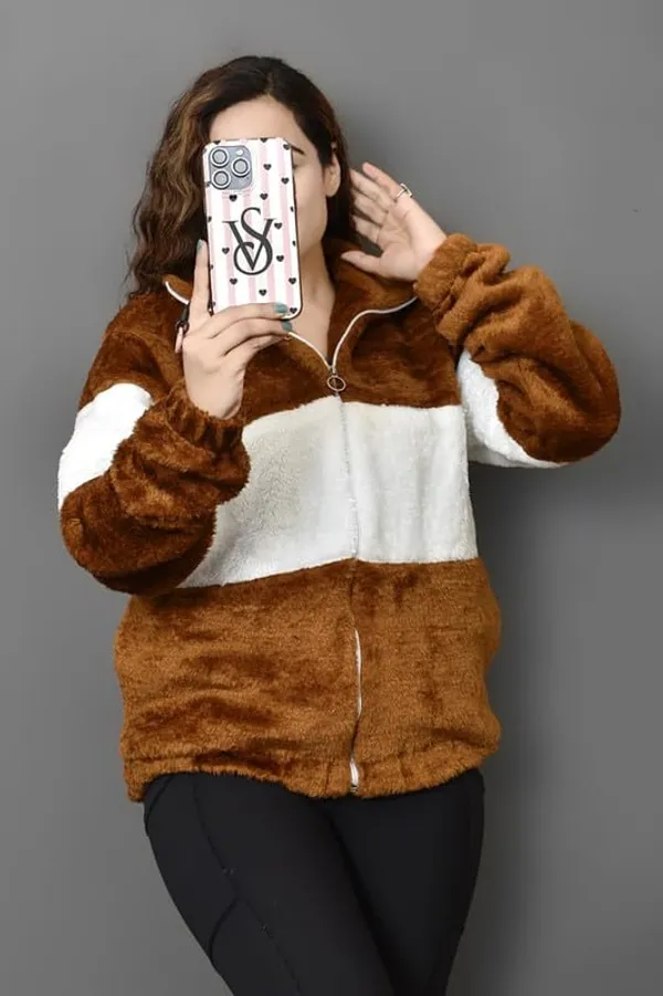 Qadri_Fashion_Women_S_Fleece_Winter_Contrast_Jacket_Wool_Zip_Up_Soft_Fluffy_Cold_Weather_Outerwear_Brown
