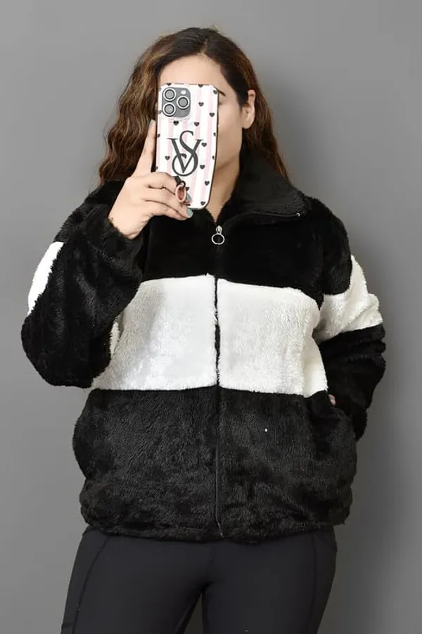 Qadri_Fashion_Women_S_Fleece_Winter_Contrast_Jacket_Wool_Zip_Up_Soft_Fluffy_Cold_Weather_Outerwear_Black
