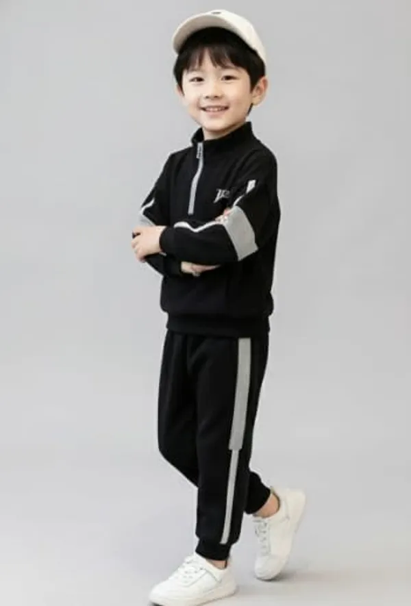 Fleece_Sweatsuit_Casual_Outfits_Round_Neck_Sweatshirt_And_Jogger_Pants_Set_For_Baby_Boys_Black_9_12_Months