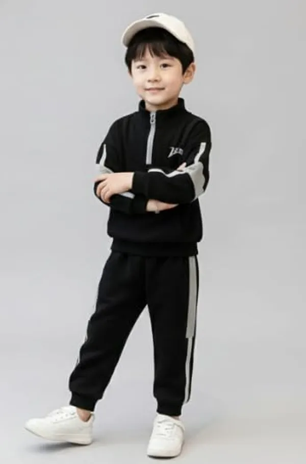 Fleece_Sweatsuit_Casual_Outfits_Round_Neck_Sweatshirt_And_Jogger_Pants_Set_For_Baby_Boys_Black_9_12_Months