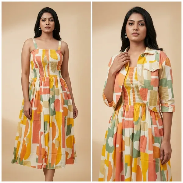Women_S_Cotton_A_Line_Midi_Dress_With_Shrug_Printed_Knee_Length_Dress_One_Piece_With_Jacket
