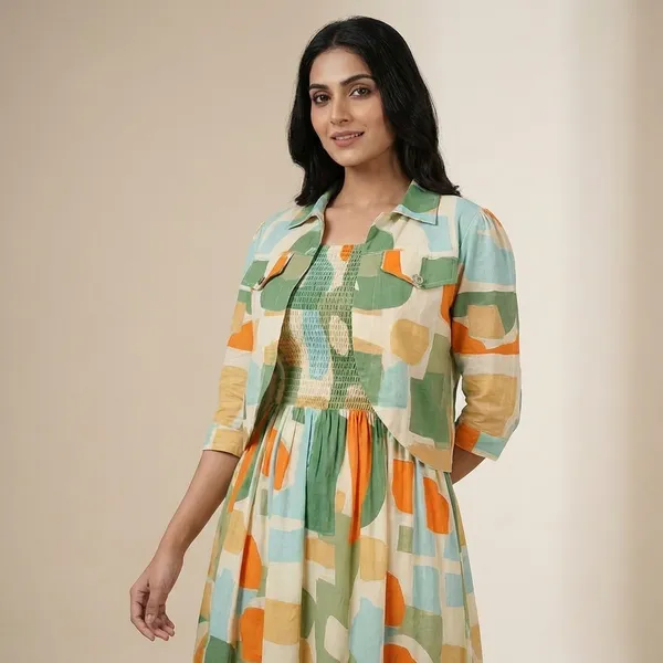 Women_S_Cotton_A_Line_Midi_Dress_With_Shrug_Printed_Knee_Length_Dress_One_Piece_With_Jacket