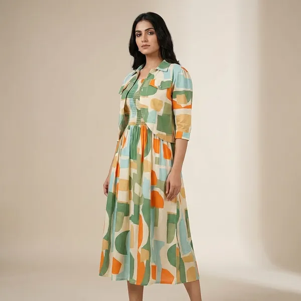 Women_S_Cotton_A_Line_Midi_Dress_With_Shrug_Printed_Knee_Length_Dress_One_Piece_With_Jacket