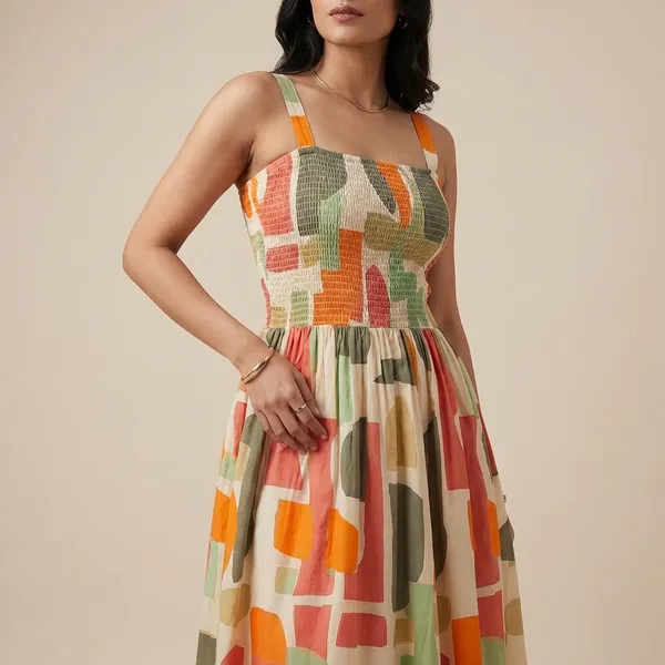 Women_S_Cotton_A_Line_Midi_Dress_With_Shrug_Printed_Knee_Length_Dress_One_Piece_With_Jacket