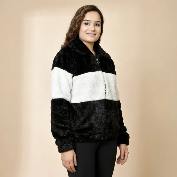 Qadri_Fashion_Women_S_Fleece_Winter_Contrast_Jacket_Wool_Zip_Up_Soft_Fluffy_Cold_Weather_Outerwear_Black