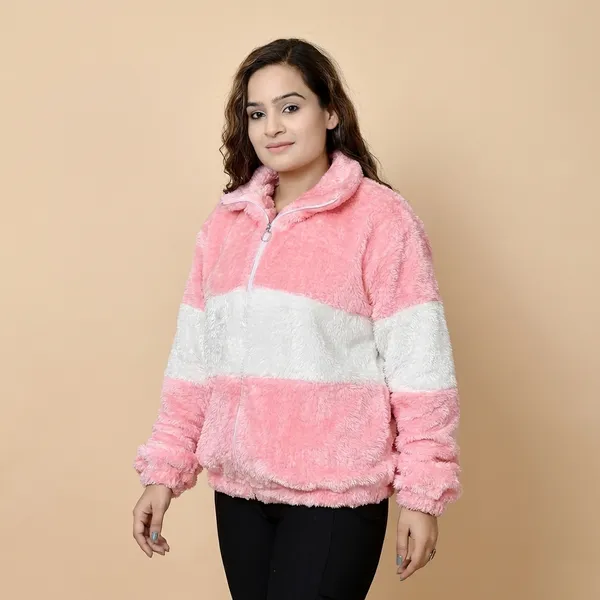 Qadri_Fashion_Women_S_Fleece_Winter_Contrast_Jacket_Wool_Zip_Up_Soft_Fluffy_Cold_Weather_Outerwear_Pink
