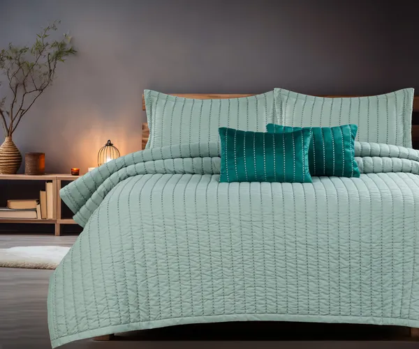 Grey_Green_Premium_Cotton_Double_Bed_Bed_Cover_With_Pillow_Cover