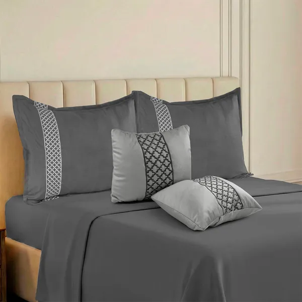 Grey_Marigold_Bedding_5_Pcs_Set_King_Size