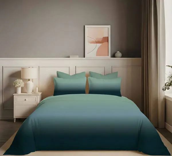 Light_Blue_And_Dark_Blue_King_Size_Elastic_Fitted_Bedsheet_Set_With_Pillow_Covers
