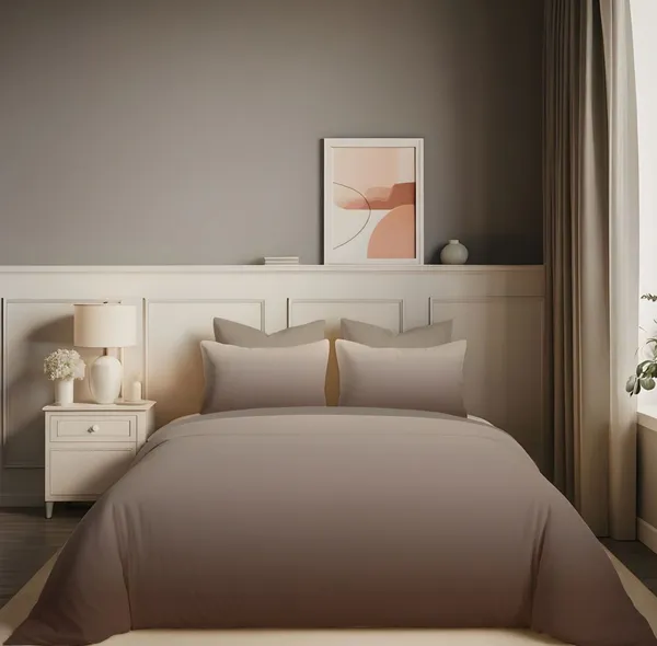 Light_Brown_And_Dark_Brown_King_Size_Elastic_Fitted_Bedsheet_Set_With_Pillow_Covers