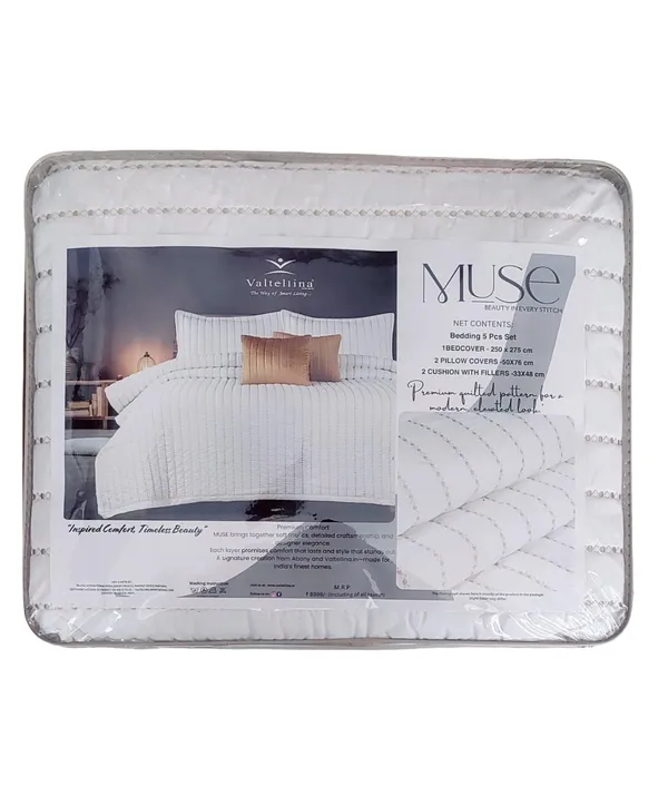 White_Brown_Premium_Cotton_Double_Bed_Bed_Cover_With_Pillow_Cover
