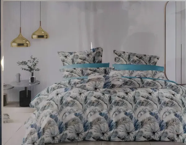 White_Blue_Premium_Cotton_Double_Bed_Bed_Sheet_With_Pillow_Cover