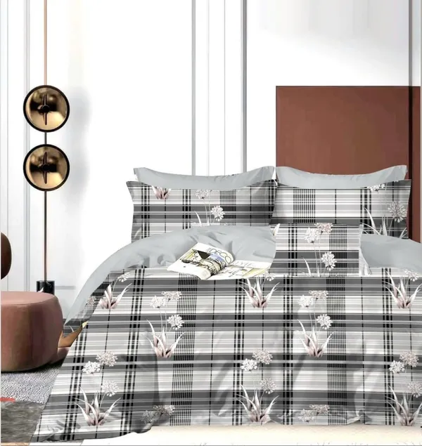 Grey_White_Premium_Cotton_Double_Bed_Bed_Sheet_With_Pillow_Cover