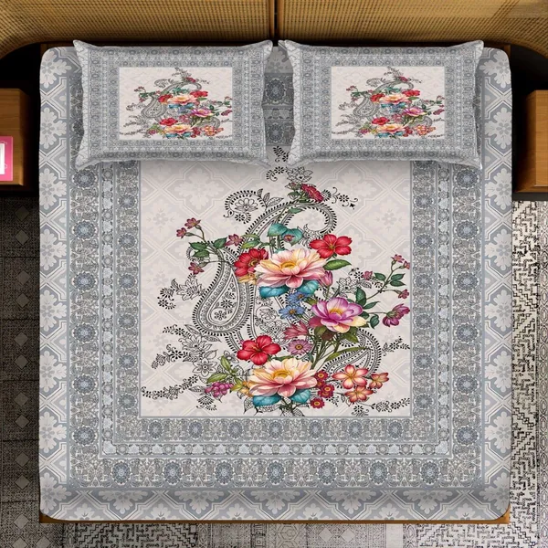 Multicolour_Premium_Cotton_King_Size_Bed_Sheet_With_Pillow_Cover