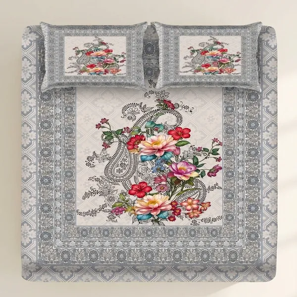 Multicolour_Premium_Cotton_King_Size_Bed_Sheet_With_Pillow_Cover