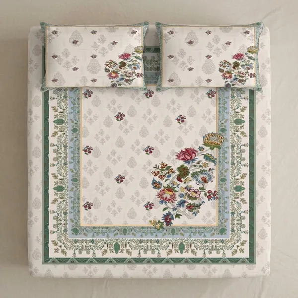 Multicolour_Premium_Cotton_King_Size_Bed_Sheet_With_Pillow_Cover