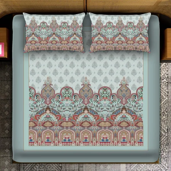 Multicolour_Premium_Cotton_King_Size_Bed_Sheet_With_Pillow_Cover