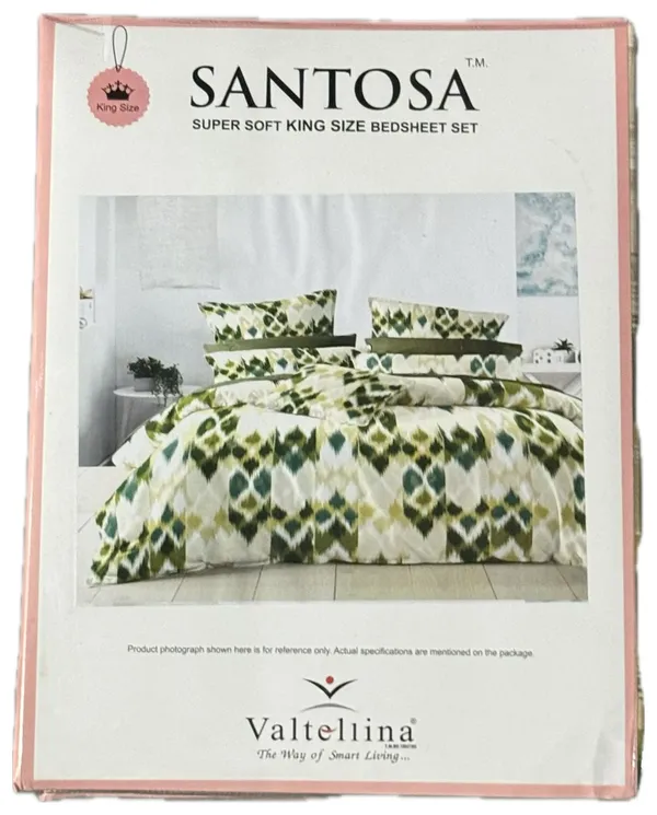 White_Green_Santosa_Bedding_3_Pcs_Set_–_King_Size