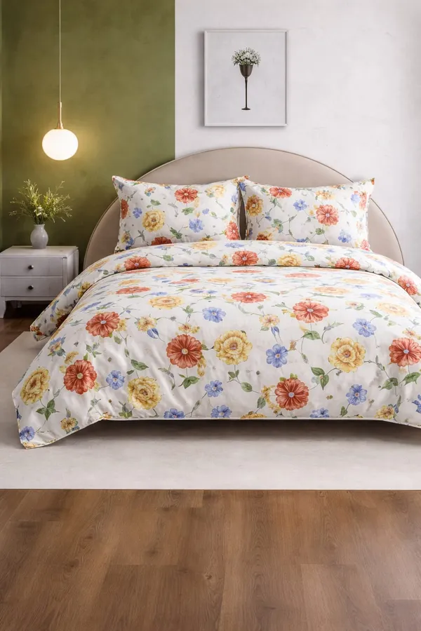White_Red_Santosa_Bedding_3_Pcs_Set_–_King_Size