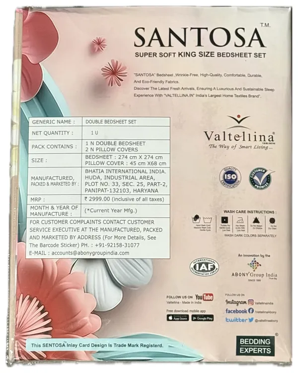 White_Brown_Santosa_Bedding_3_Pcs_Set_–_King_Size