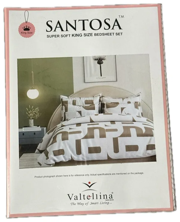 White_Brown_Santosa_Bedding_3_Pcs_Set_–_King_Size