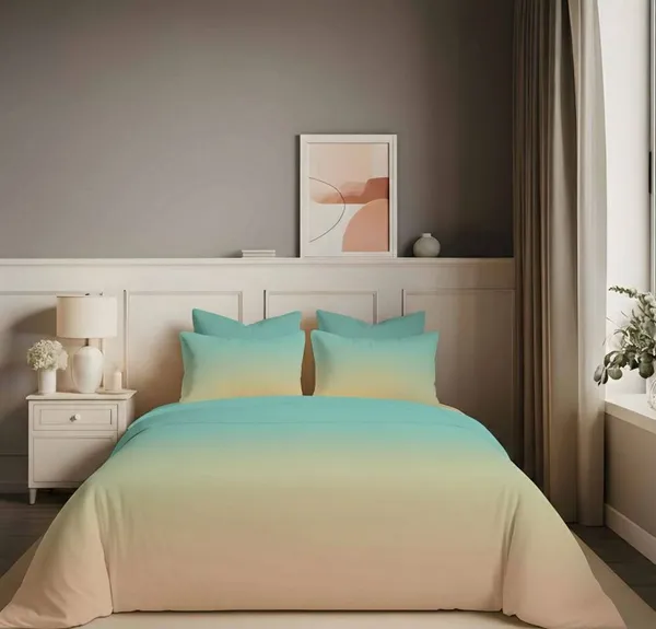 Sky_Blue_And_Peack_King_Size_Elastic_Fitted_Bedsheet_Set_With_Pillow_Covers