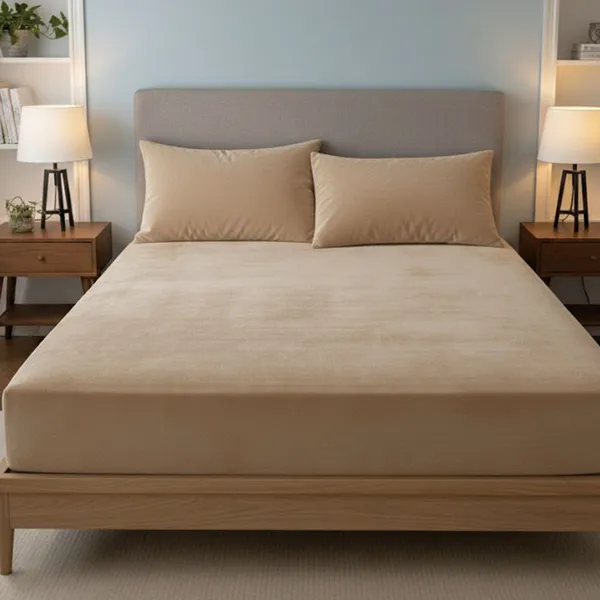 Beige_Premium_Cotton_King_Size_Bed_Sheet_With_Pillow_Cover
